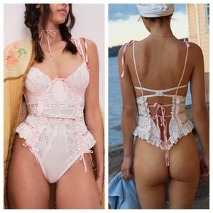 New! For love and lemons swirl eyelet bodysuit teddy lingerie 24590